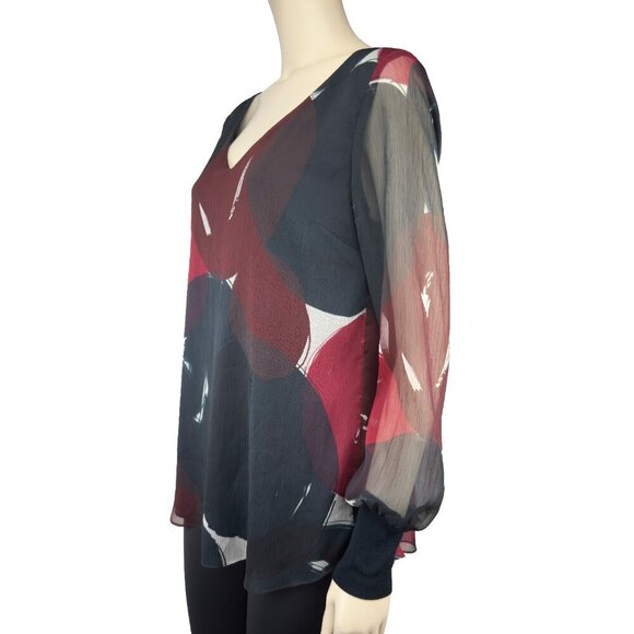 IRIS SETLAKWE Bamboo Lining Red White & Blue Top‎ Blouse Sz 10 - Picture 2 of 9